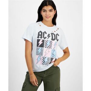GRAYSON/THREADS Womens Ac/Dc Distressed Tee Basic T-Shirt, Blue, NWT